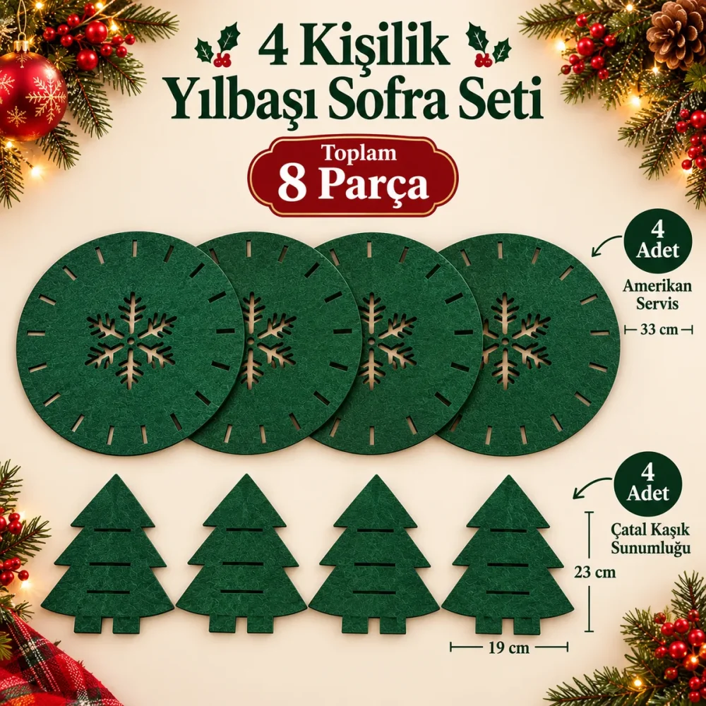 Keçe Yılbaşı Sofra ve Servis Seti - Görsel 6