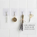 Kendinden Yapışkanlı Kancalı Askı – Delmeden Duvara Yapışan Şeffaf Askı - Görsel 7