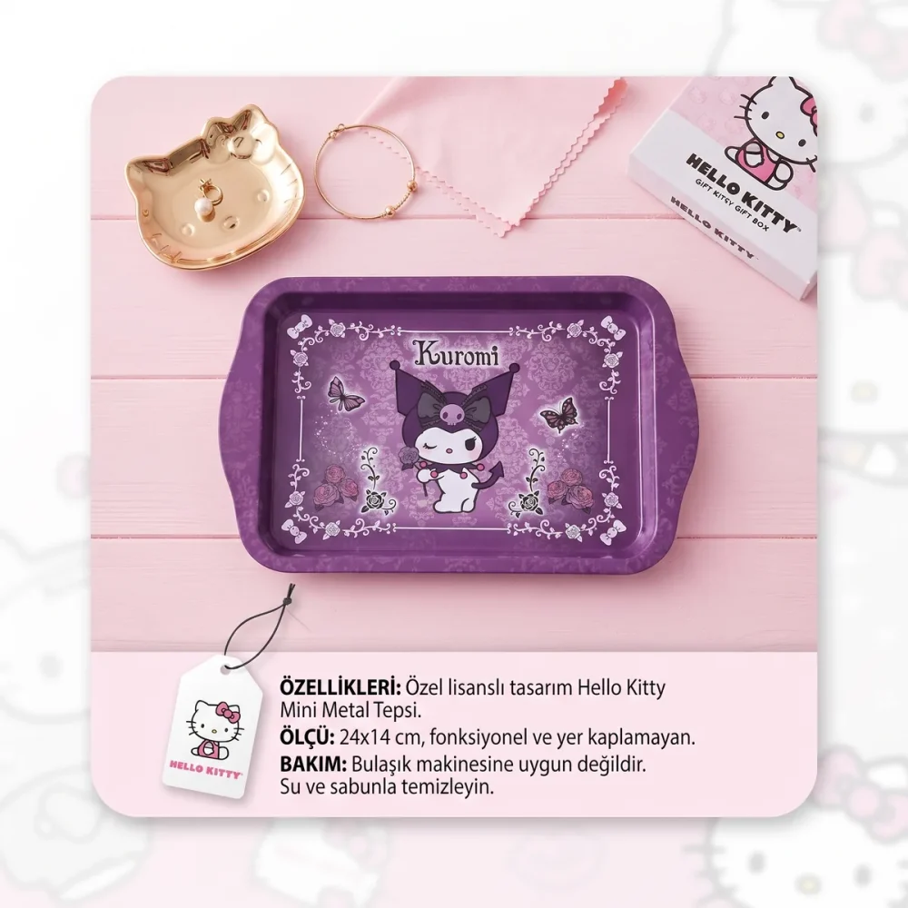 Kuromi Desenli Servis Tepsisi – Sanrio Kuromi Dekoratif Tepsi - Görsel 3