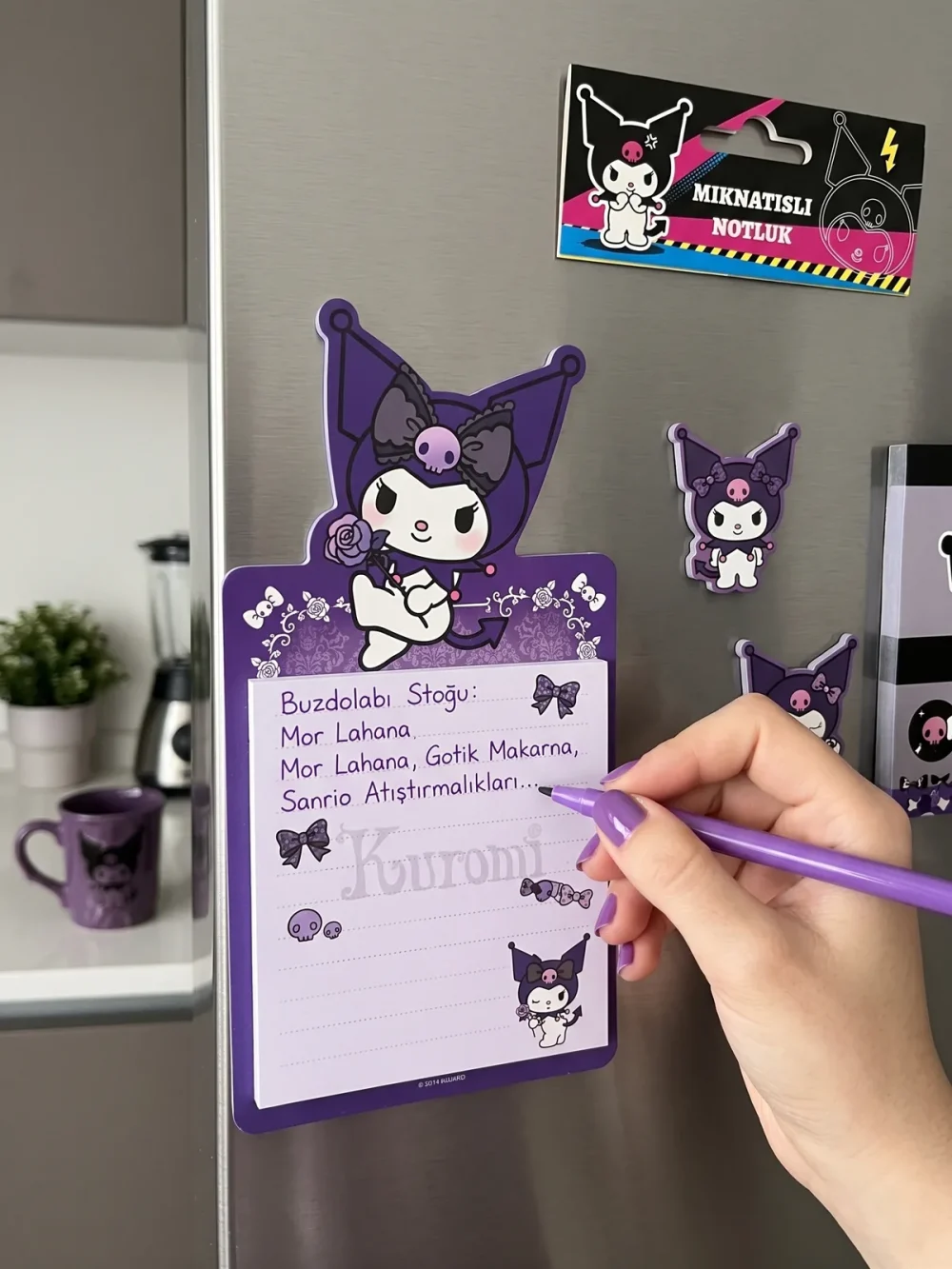 Kuromi Mıknatıslı Notluk – Buzdolabı Magnetli Not Kağıdı - Görsel 2