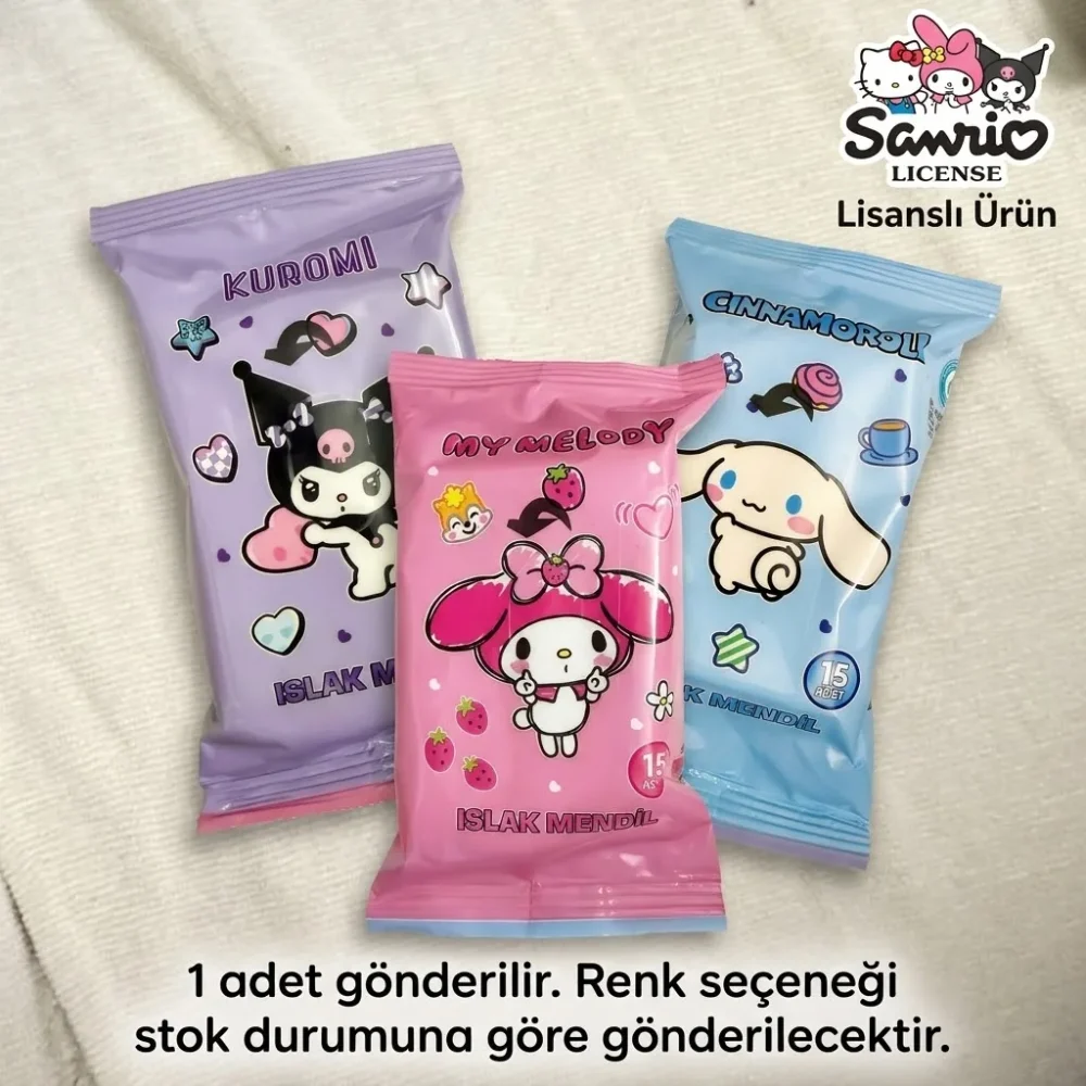 Kuromi Paket Islak Mendil – Sanrio Kuromi Desenli Cep Mendili - Görsel 6