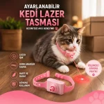 Lazer Işıklı Kedi Tasması – Ayarlanabilir Otomatik Lazer Oyuncaklı Tasma - Görsel 3