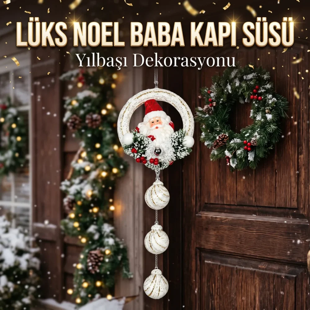 Lüks Noel Baba Kapı Süsü - Görsel 2