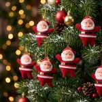 Noel Baba Yılbaşı Süsü 6 cm Kadife Kırmızı 6'lı - Görsel 2