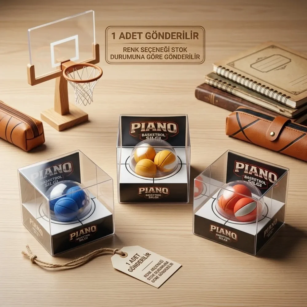 Piano Basketbol Topu Silgi – Kutulu Mini Basketbol Topu Şeklinde Silgi - Görsel 2