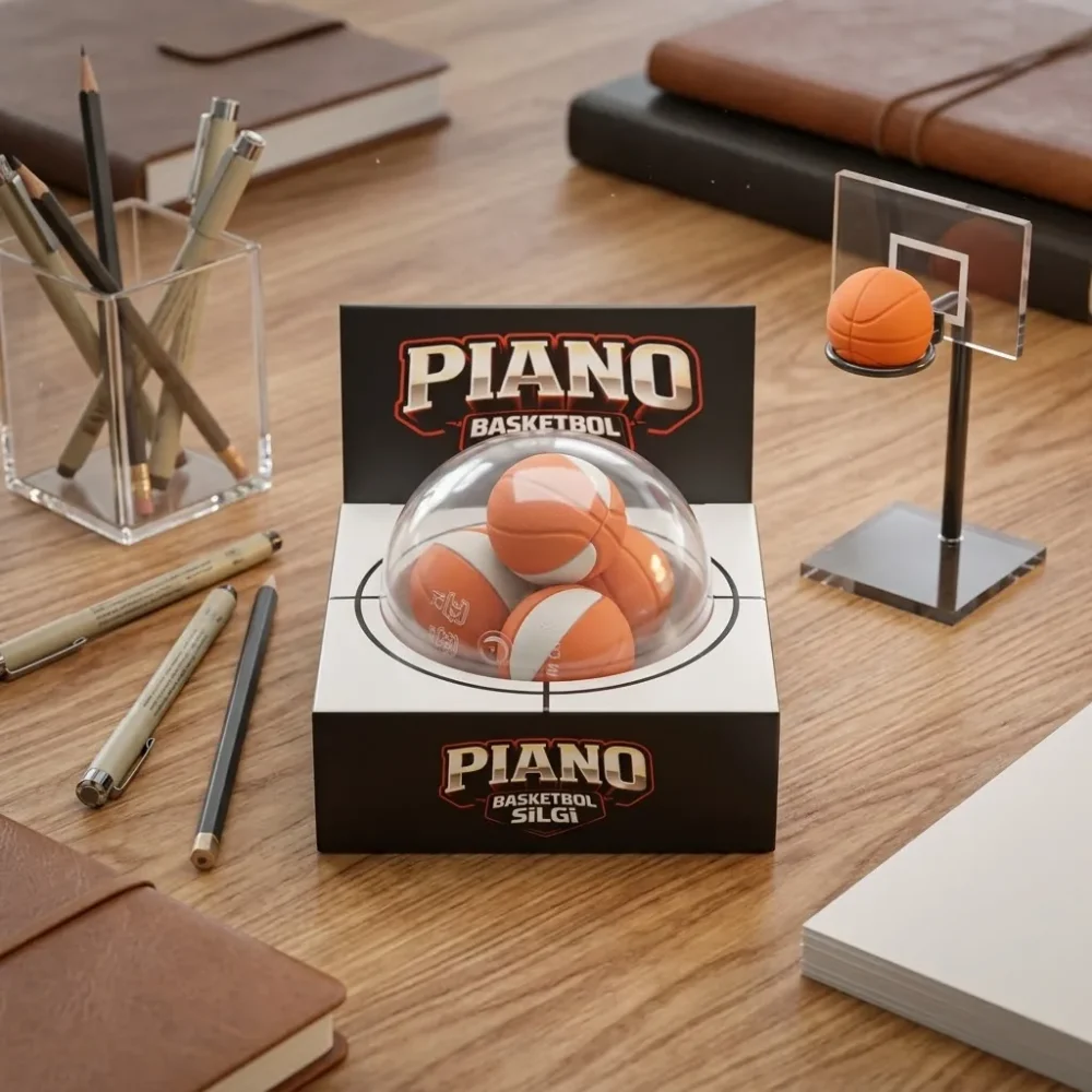 Piano Basketbol Topu Silgi – Kutulu Mini Basketbol Topu Şeklinde Silgi - Görsel 5
