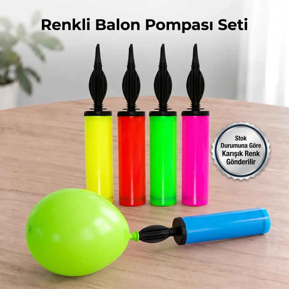 Renkli Balon Pompası – El Tipi Pratik Balon Şişirme Pompası - Görsel 4