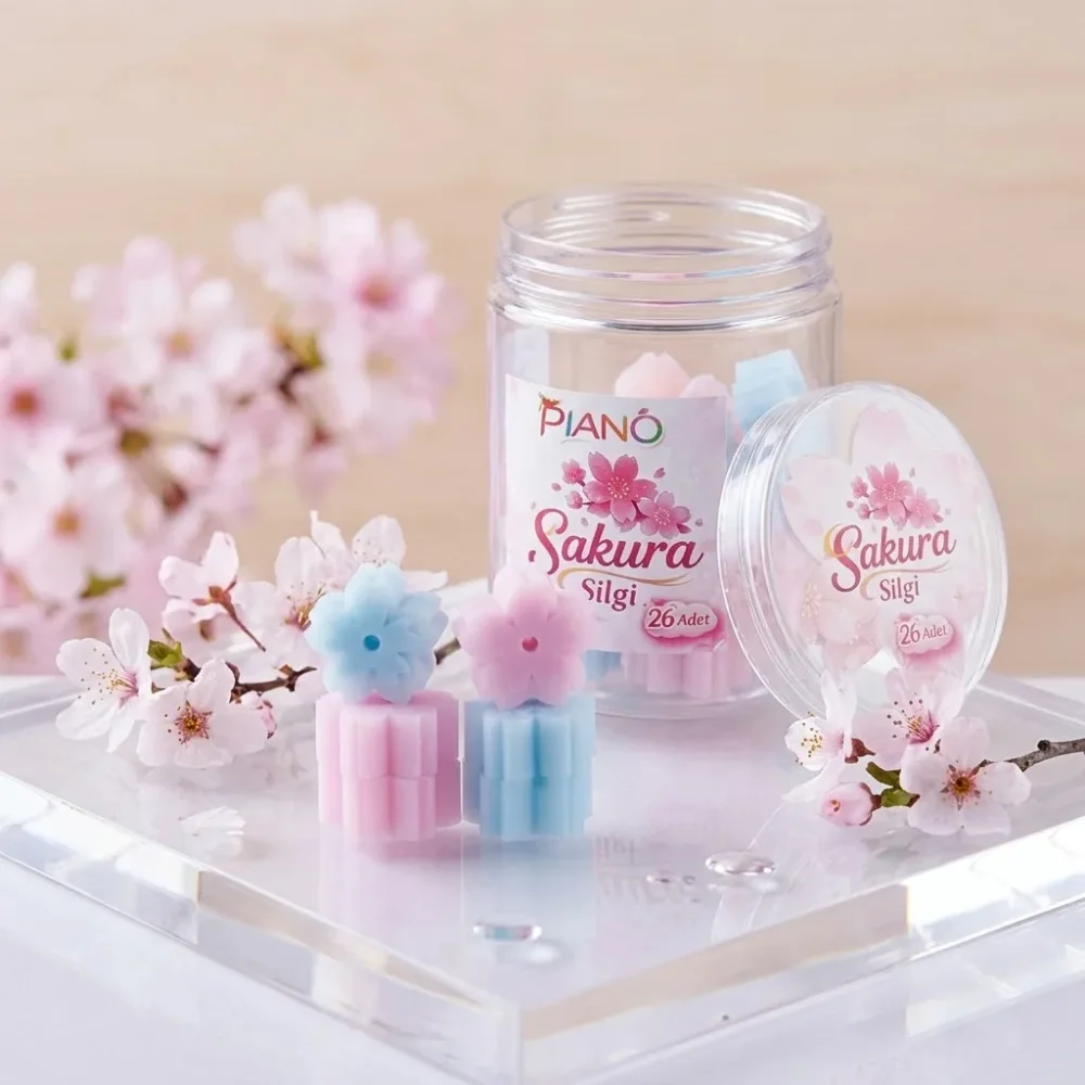 Sakura Kavanoz Silgi – Çiçek Şeklinde Mini Silgiler Kavanozda - Görsel 2