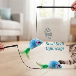 Sesli ve Renkli Kedi Oyun Oltası – Sesli Oyuncaklı Kedi Oyun Çubuğu - Görsel 4