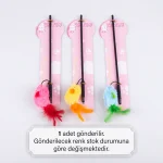 Sesli ve Renkli Kedi Oyun Oltası – Sesli Oyuncaklı Kedi Oyun Çubuğu - Görsel 5