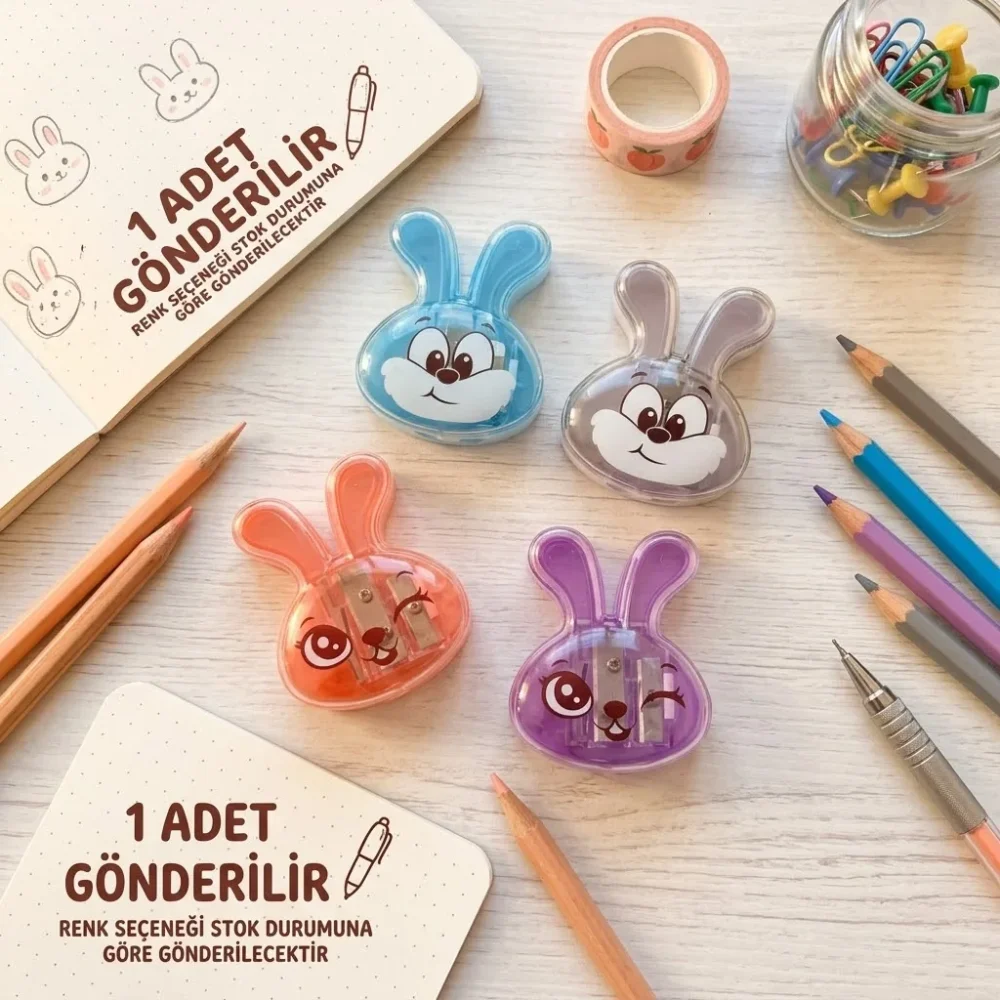 Tavşan Figürlü Kalemtıraş – Sevimli Hazneli Çocuk Kalemtıraşı - Görsel 3